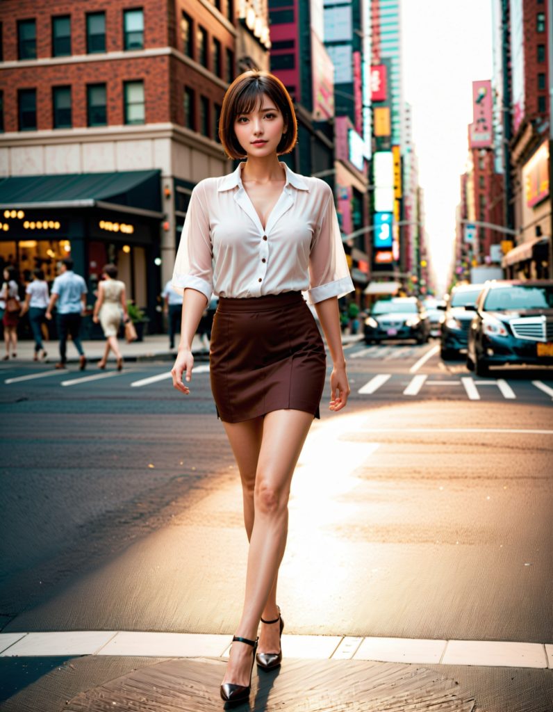 都会の輝き - ニューヨークのビジネス街で華やかな美女