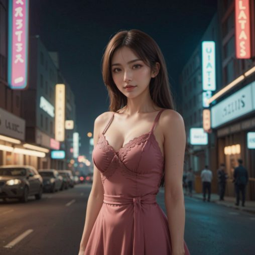 ミッドナイト・エレガンス―Stable Diffusion XL（SDXL）が描く、深夜の市街で輝く美女たちのドレス姿