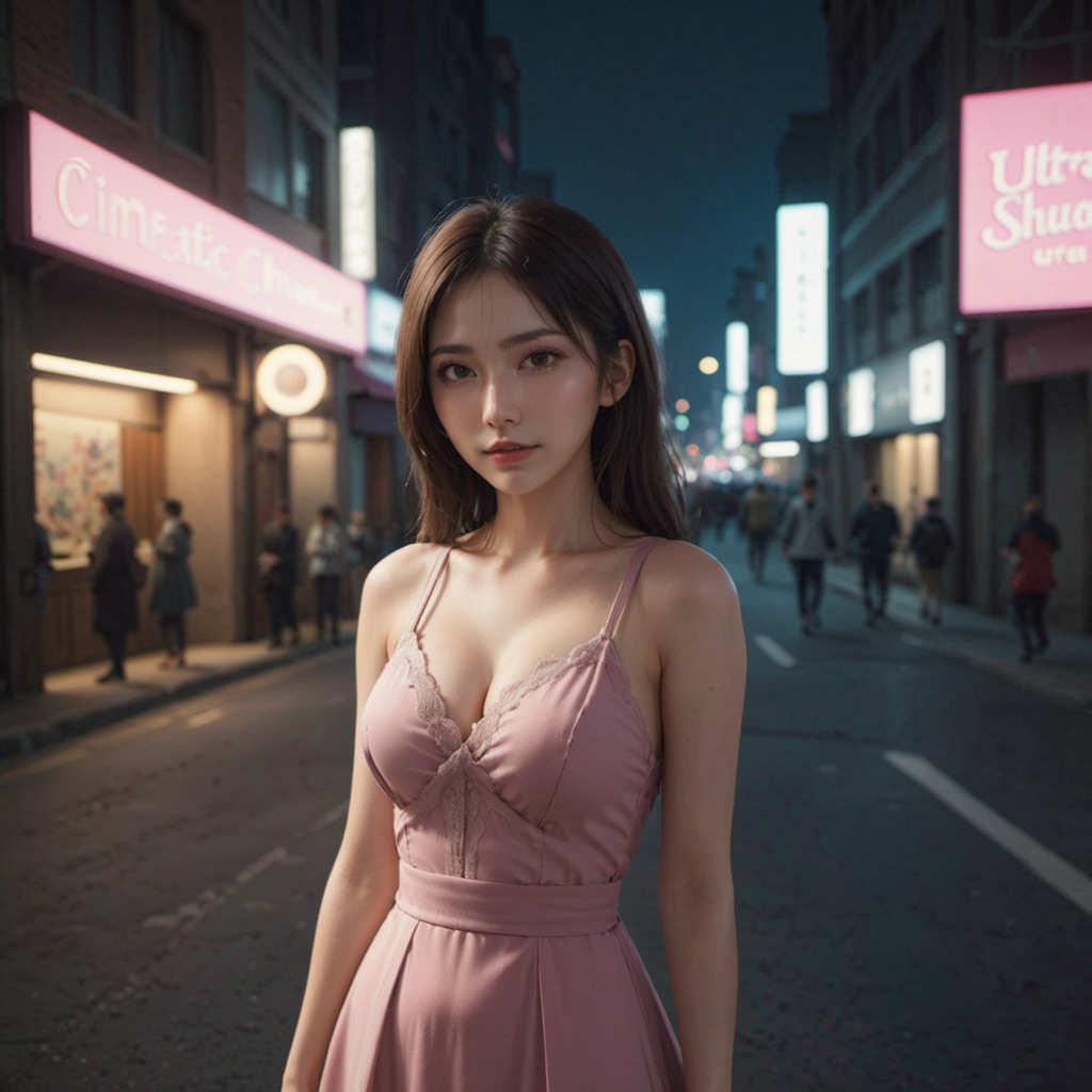 ミッドナイト・エレガンス―Stable Diffusion XL（SDXL）が描く、深夜の市街で輝く美女たちのドレス姿
