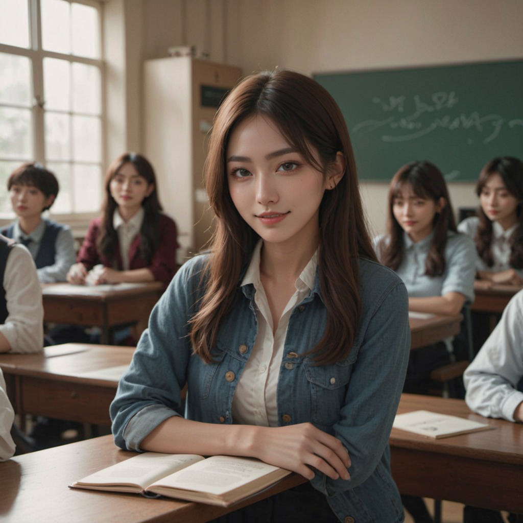 青春の輝き―Stable Diffusion XL（SDXL）が描く、高校教室で輝く制服姿の美しい女性たち