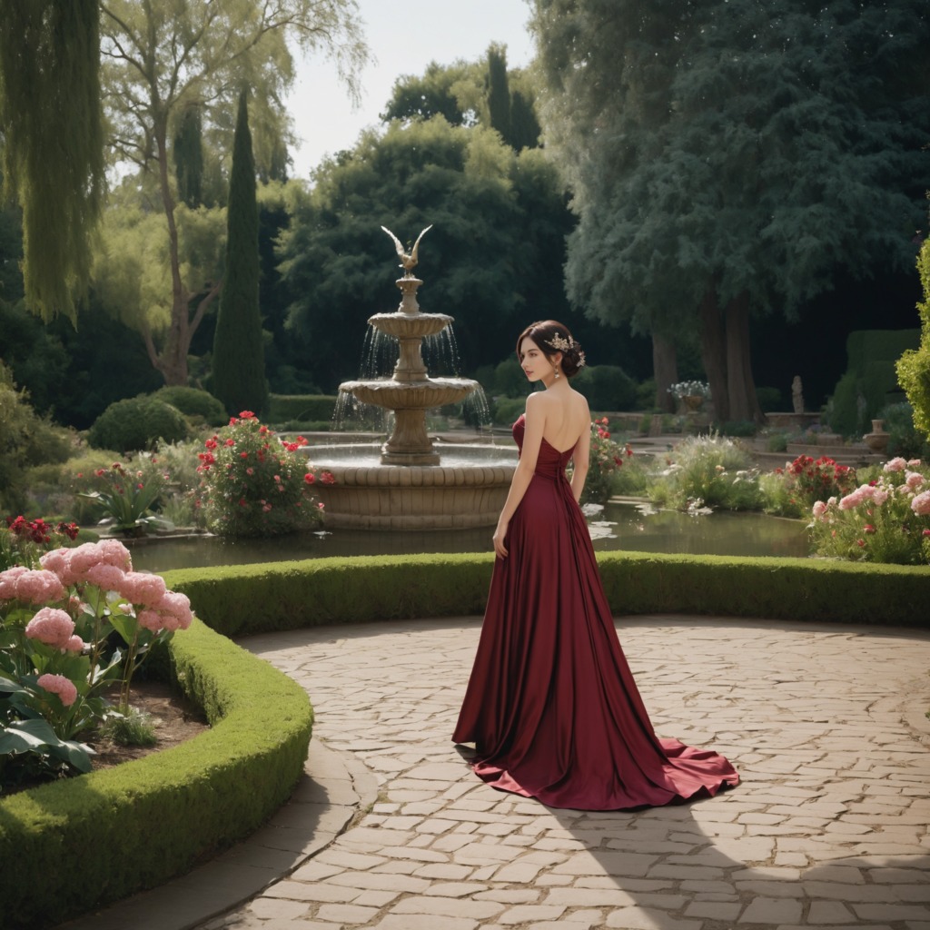 庭園の華―Stable Diffusion XL（SDXL）が描く、美しい女性が庭園で輝く贅沢な瞬間