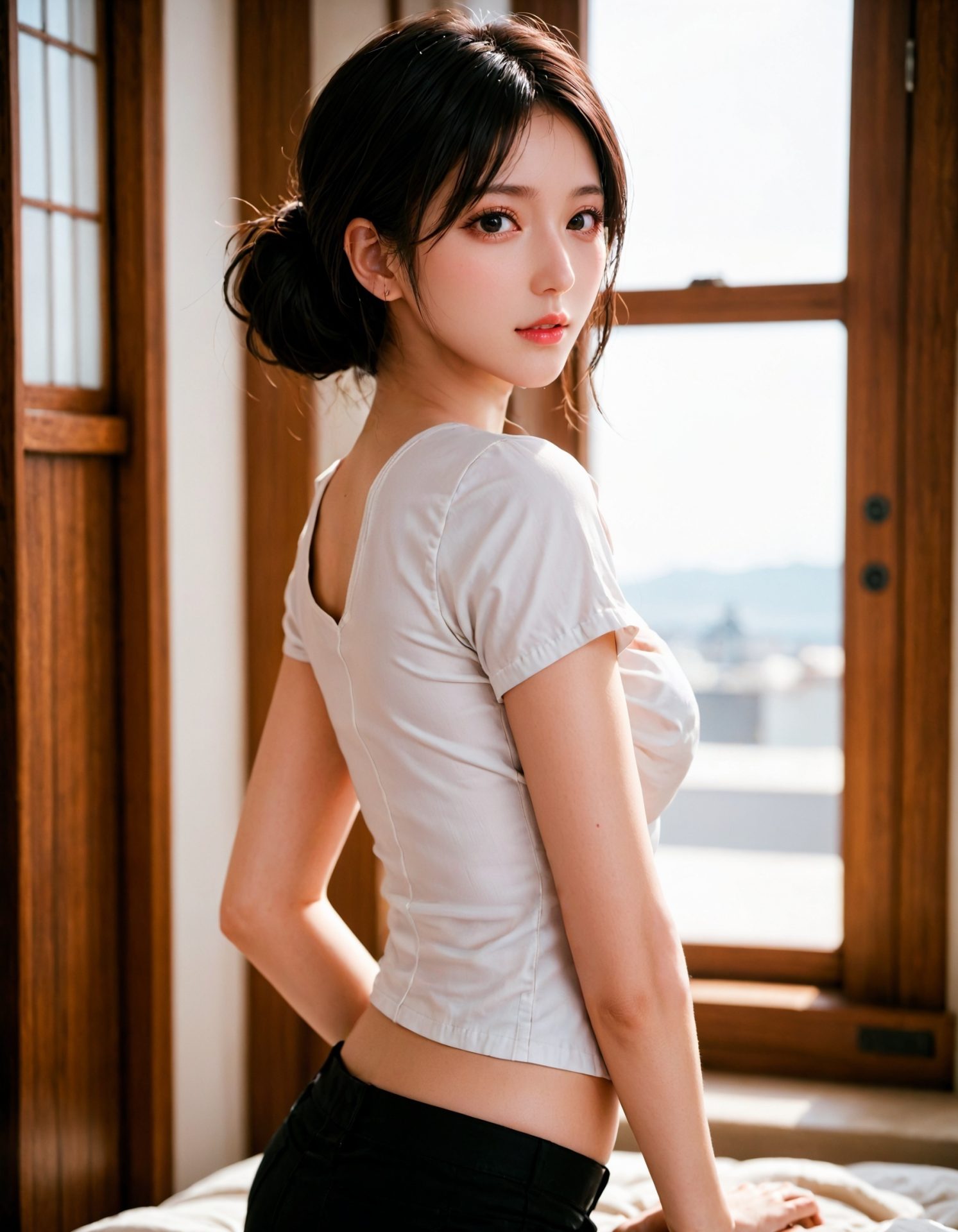 448 自然を背景にしたスタイリッシュなコーディネート。 | キカイノキレイ