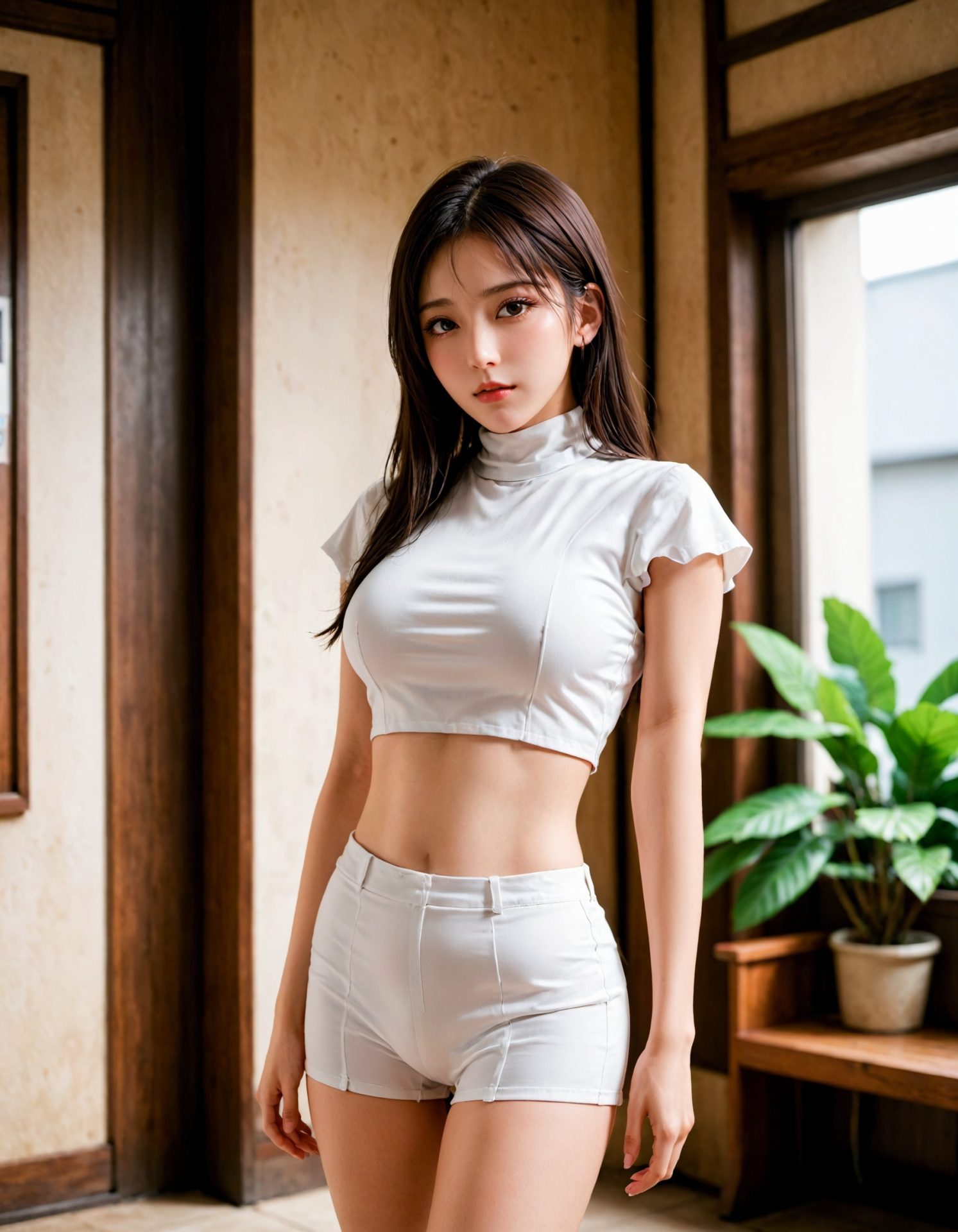 448 自然を背景にしたスタイリッシュなコーディネート。 | キカイノキレイ