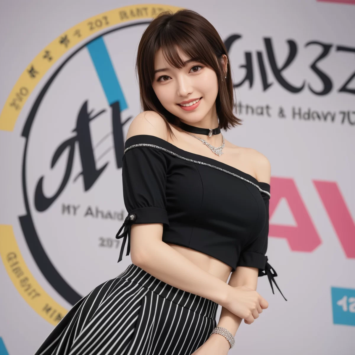 725 【AI美女】黒オフショル×美鎖骨の破壊力がヤバい件