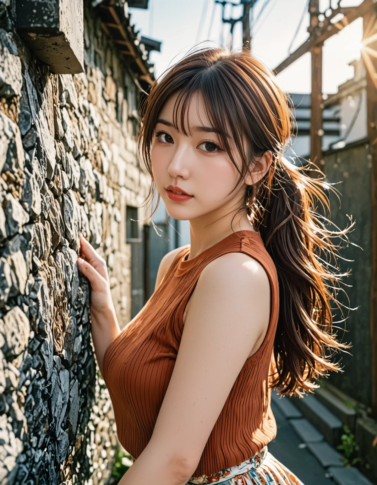 741 路地裏デート気分！木漏れ日とAI美女のノスタルジックな夏ショット