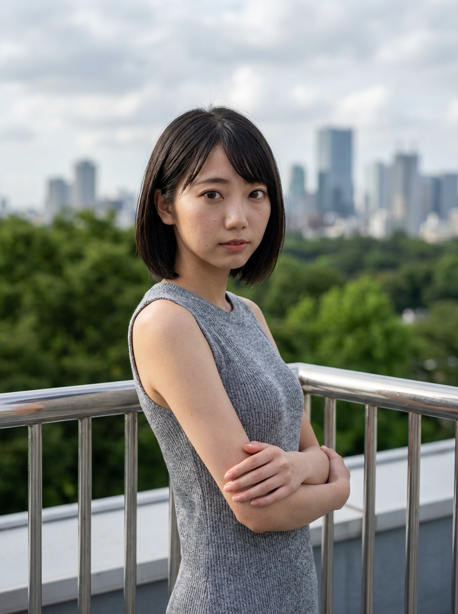 766 都会の空とノースリーブ。アンニュイな彼女の視線がたまらない