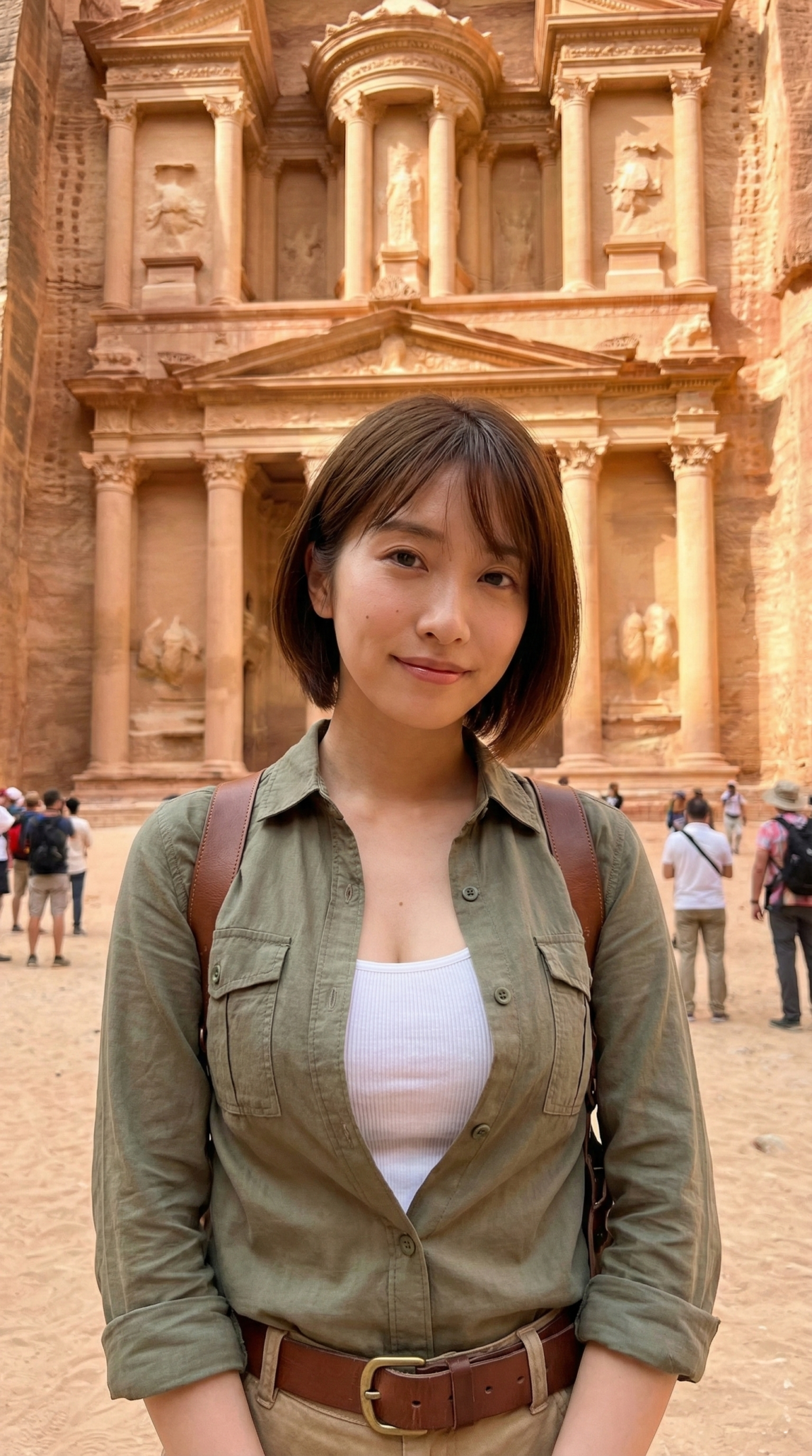 772 冒険家スタイルのAI美女とペトラ遺跡へ！絶景デート気分を味わおう