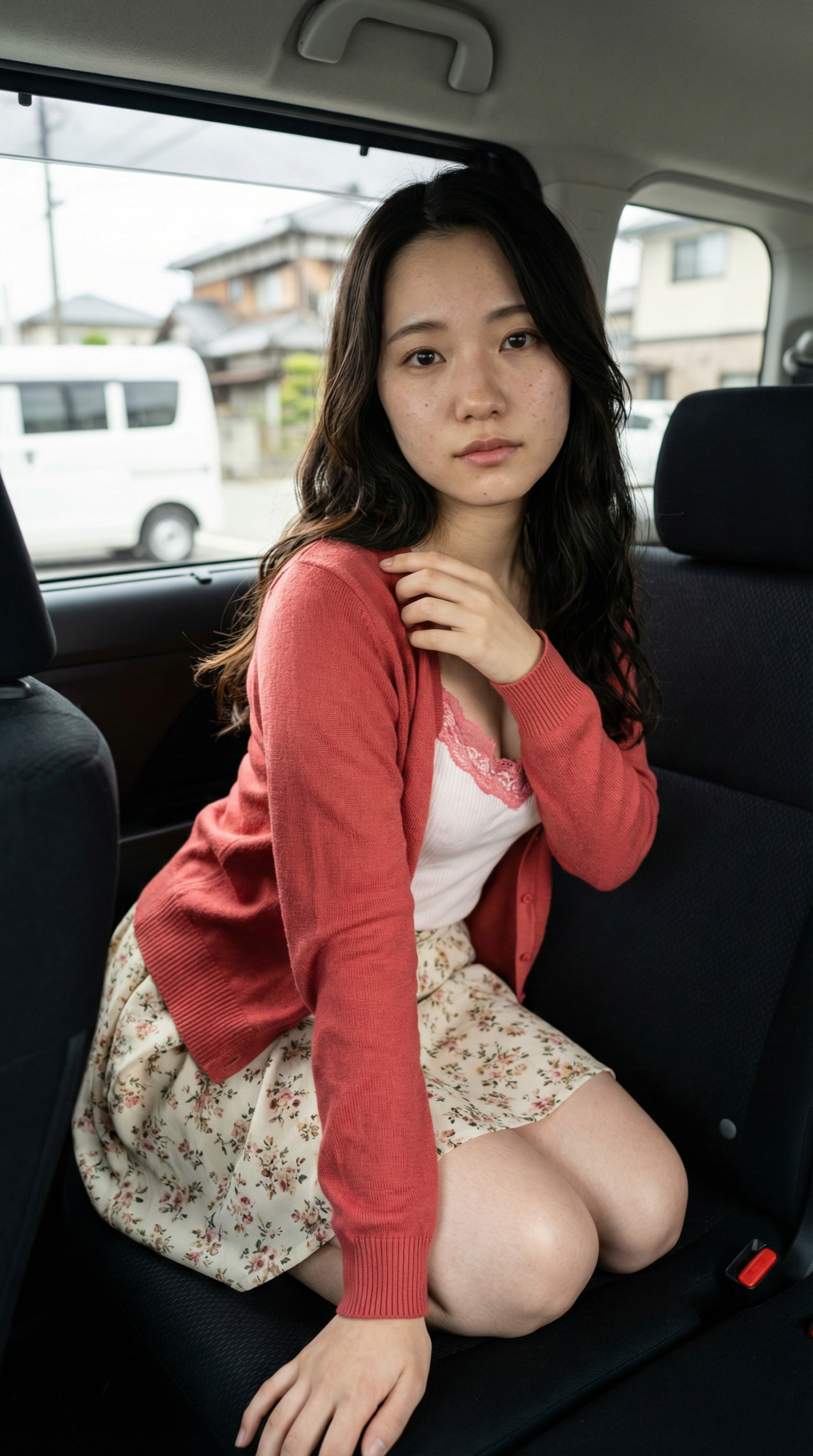 車内で座る女性