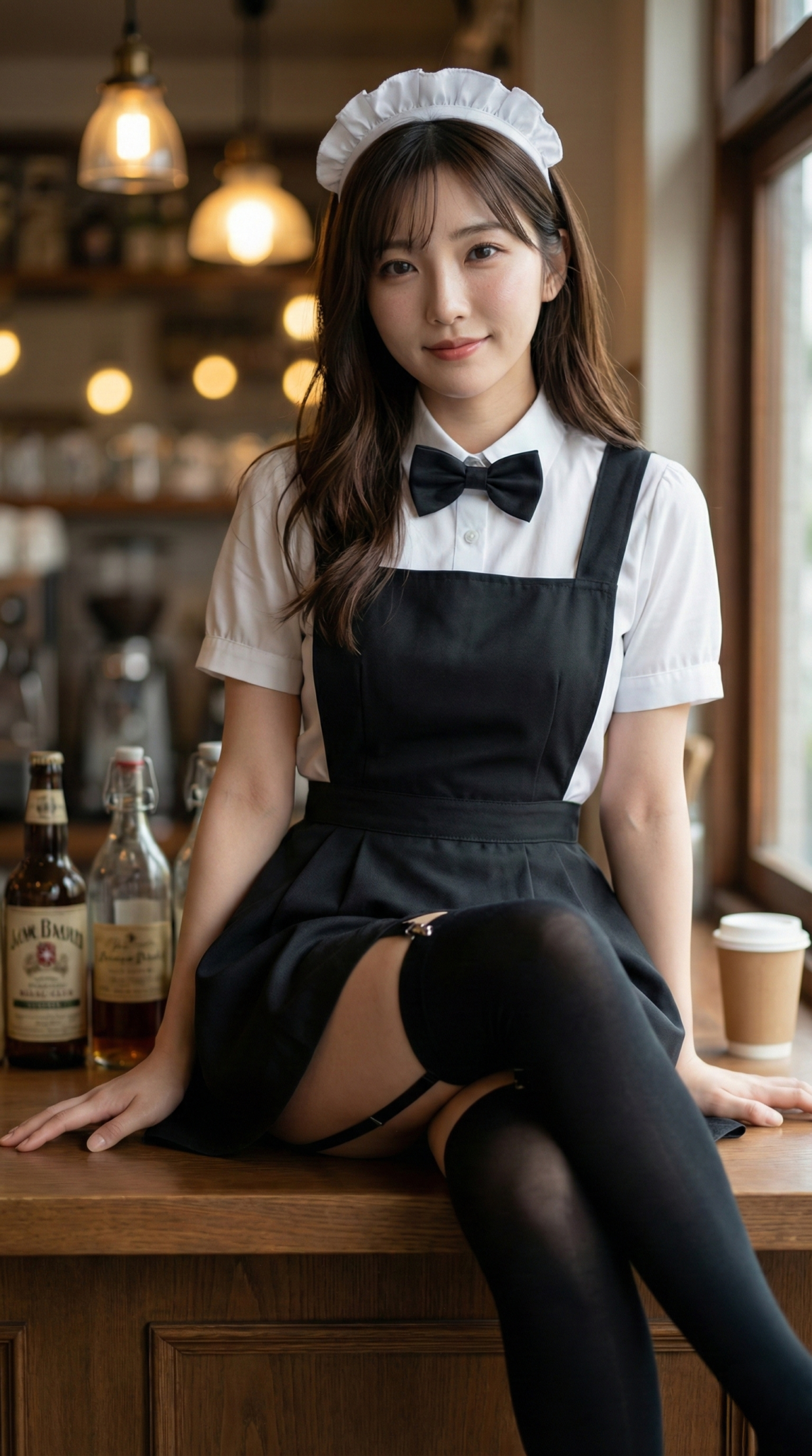 メイド服を着た若い女性