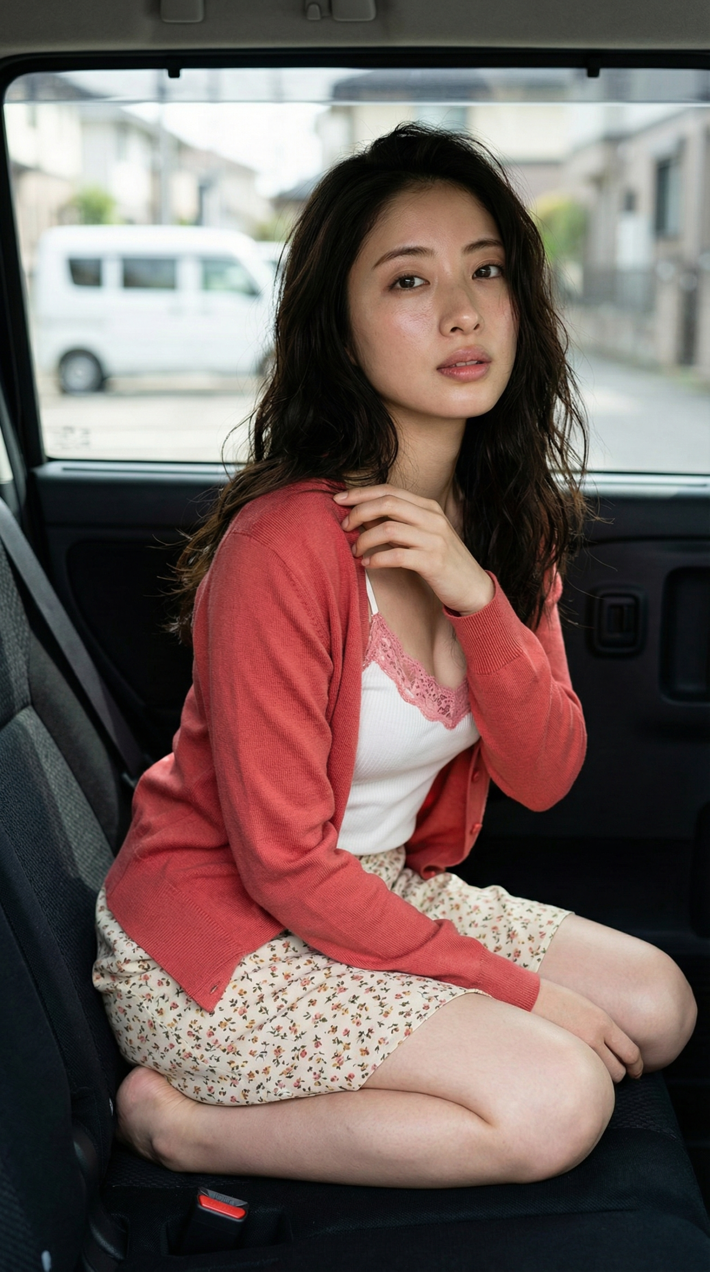 車内で座る女性