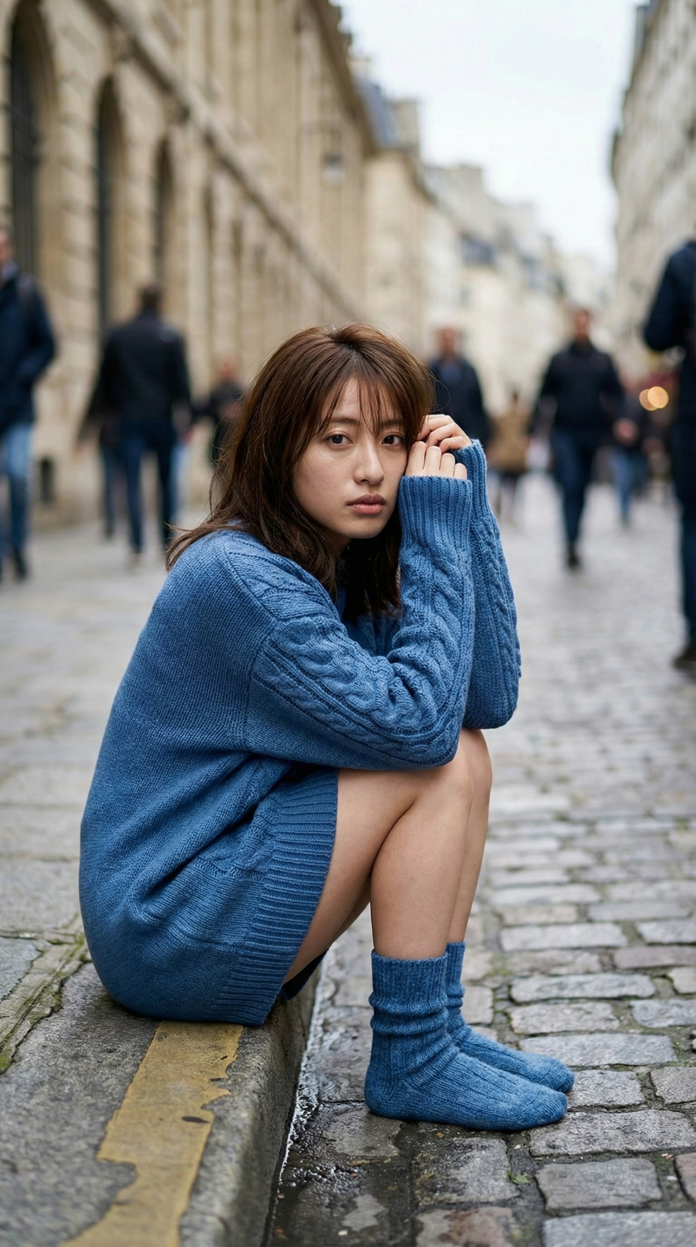 758 透明感ヤバすぎ！青ニットの彼女とヨーロッパ散歩【AIグラビア】 | キカイノキレイ